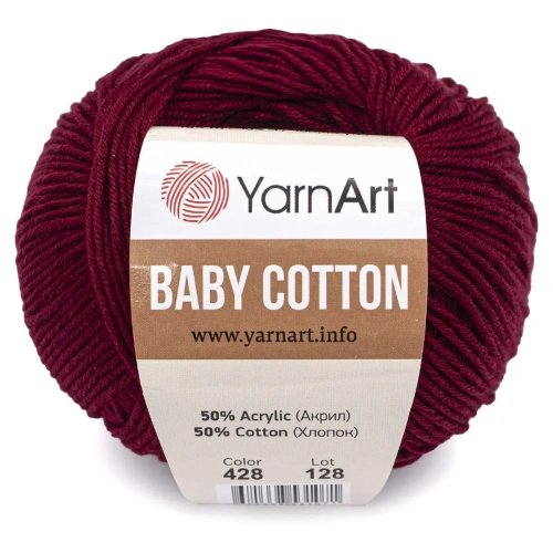 Пряжа YarnArt 'Baby Cotton' 50гр 165м (50% хлопок, 50% акрил) (428 бордо)