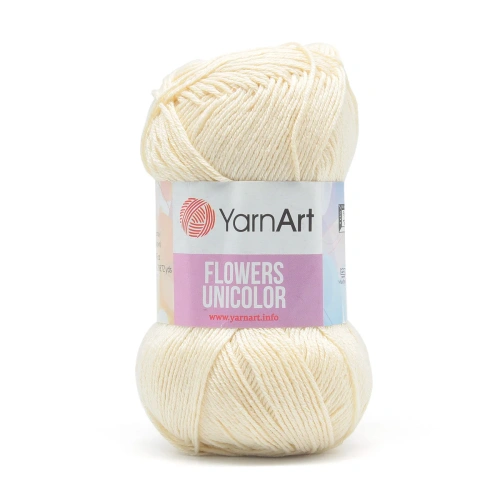 Пряжа YarnArt 'Flowers Unicolor' 50гр 200м (55% хлопок, 45% полиакрил) (731 молочный)