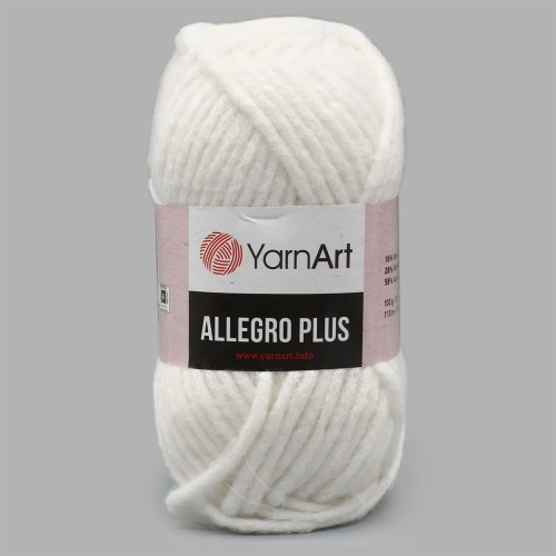 Пряжа YarnArt 'Allegro Plus' 100гр 110м (16% шерсть, 28% полиамид, 56% акрил) (700 белый меланж)