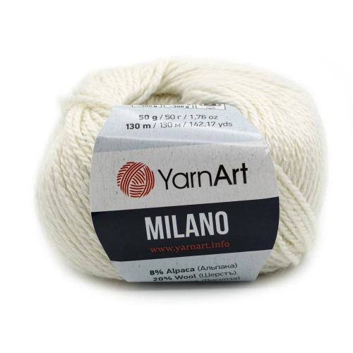 Пряжа YarnArt 'Milano' 50гр 130м (8% альпака, 20% шерсть, 8% вискоза, 64% акрил) (852 молочный)