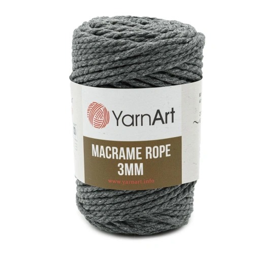 Пряжа YarnArt 'Macrame Rope 3мм' 250гр 63м (60% хлопок, 40% вискоза и полиэстер) (758 антрацит)