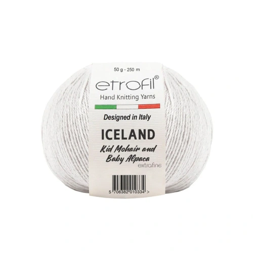 Пряжа Etrofil 'ICELAND' 50гр 250м (10% кид мохер, 5% беби альпака, 55% полиамид, 30% вискоза) (70027 белый)