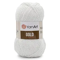 Пряжа YarnArt 'Gold' 100гр 400м (92% акрил, 8% металлик) (9051 белый)