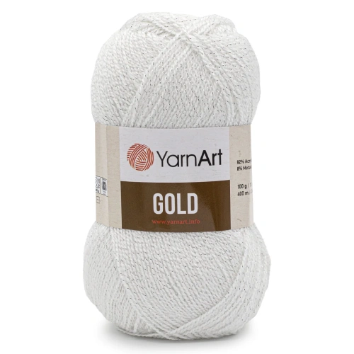 Пряжа YarnArt 'Gold' 100гр 400м (92% акрил, 8% металлик) (9051 белый)