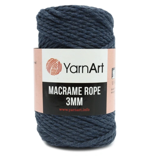 Пряжа YarnArt 'Macrame Rope 3мм' 250гр 63м (60% хлопок, 40% вискоза и полиэстер) (761 сине-серый)