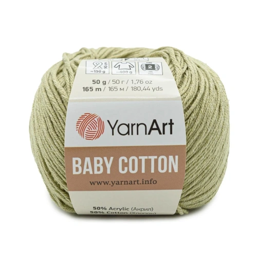 Пряжа YarnArt 'Baby Cotton' 50гр 165м (50% хлопок, 50% акрил) (434 серая дымка)