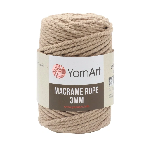 Пряжа YarnArt 'Macrame Rope 3мм' 250гр 63м (60% хлопок, 40% вискоза и полиэстер) (768 кофе с молоком)