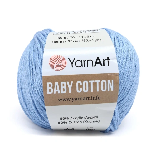 Пряжа YarnArt 'Baby Cotton' 50гр 165м (50% хлопок, 50% акрил) (448 светло-голубой)