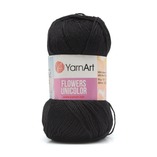 Пряжа YarnArt 'Flowers Unicolor' 50гр 200м (55% хлопок, 45% полиакрил) (746 черный)