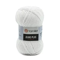 Пряжа YarnArt 'Jeans Plus' 100гр 160м (55% хлопок, 45% полиакрил) (62 белоснежный)