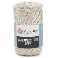 Пряжа YarnArt 'Macrame cotton Lurex' 250гр 205м (75% хлопок, 13% полиэстер, 12% металлик) (724 белое золото)