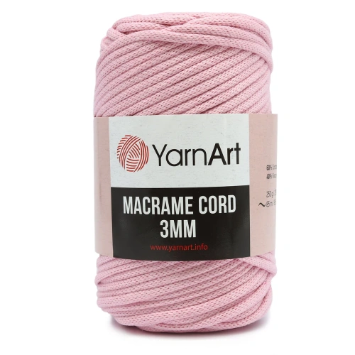 Пряжа YarnArt 'Macrame Cord 3мм' 250гр 85м (60% хлопок, 40% вискоза и полиэстер) (762 холодный розовый)