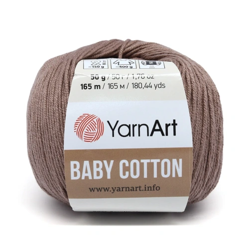 Пряжа YarnArt 'Baby Cotton' 50гр 165м (50% хлопок, 50% акрил) (407 светло-коричневый)