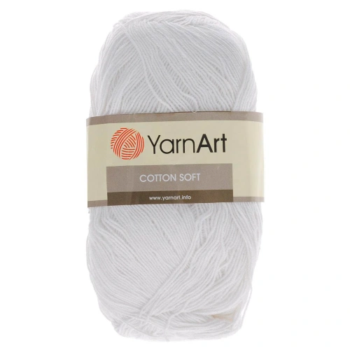 Пряжа YarnArt 'Cotton soft' 100гр 600м (55% хлопок, 45% акрил) (01 белый)