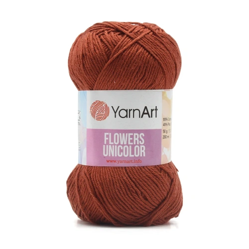 Пряжа YarnArt 'Flowers Unicolor' 50гр 200м (55% хлопок, 45% полиакрил) (764 красно-коричневый)