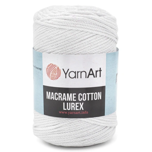 Пряжа YarnArt 'Macrame cotton Lurex' 250гр 205м (75% хлопок, 13% полиэстер, 12% металлик) (721 белый)