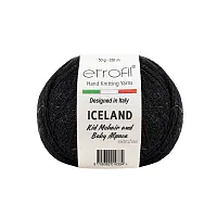 Пряжа Etrofil 'ICELAND' 50гр 250м (10% кид мохер, 5% беби альпака, 55% полиамид, 30% вискоза) (91191 черный)