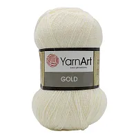 Пряжа YarnArt 'Gold' 100гр 400м (92% акрил, 8% металлик) (9525 молочный)