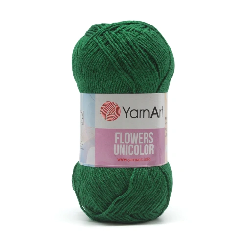 Пряжа YarnArt 'Flowers Unicolor' 50гр 200м (55% хлопок, 45% полиакрил) (758 насыщенный зеленый)