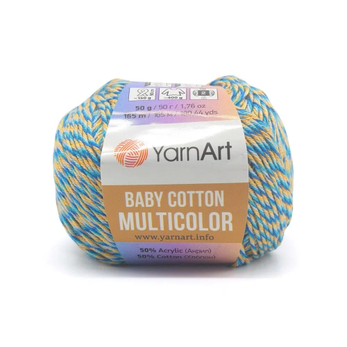 Пряжа YarnArt 'Baby cotton multicolor' 50гр 165м (50% хлопок, 50% акрил) (5211)