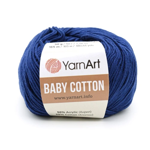 Пряжа YarnArt 'Baby Cotton' 50гр 165м (50% хлопок, 50% акрил) (459 синий)