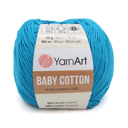 Пряжа YarnArt 'Baby Cotton' 50гр 165м (50% хлопок, 50% акрил) (458 темно-голубой)