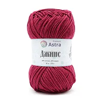 Пряжа Astra Premium 'Джинс' (Jeans) 50гр 135м (48% хлопок, 52% акрил) (190 темно-красный)