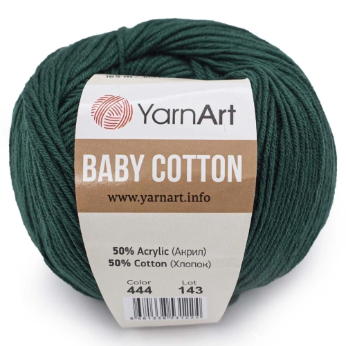 Пряжа YarnArt 'Baby Cotton' 50гр 165м (50% хлопок, 50% акрил) (444 изумрудный)