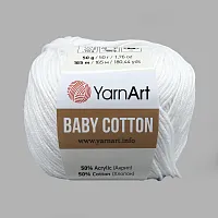 Пряжа YarnArt 'Baby Cotton' 50гр 165м (50% хлопок, 50% акрил) (400 белый)