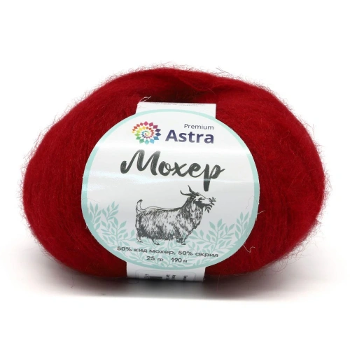 Пряжа Astra Premium 'Мохер' (Mohair) 25гр 190м (+/-5%) (50% кид мохер, 50% акрил) (12 красный)