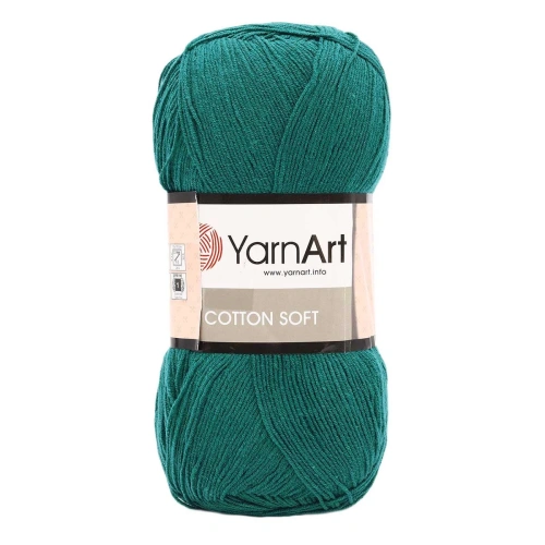 Пряжа YarnArt 'Cotton soft' 100гр 600м (55% хлопок, 45% акрил) (63 изумрудный)