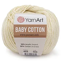 Пряжа YarnArt 'Baby Cotton' 50гр 165м (50% хлопок, 50% акрил) (402 молочный)