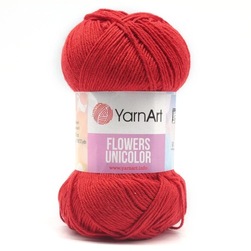 Пряжа YarnArt 'Flowers Unicolor' 50гр 200м (55% хлопок, 45% полиакрил) (738 красный)