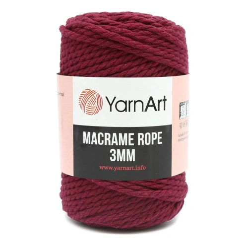 Пряжа YarnArt 'Macrame Rope 3мм' 250гр 63м (60% хлопок, 40% вискоза и полиэстер) (781 малиновый)