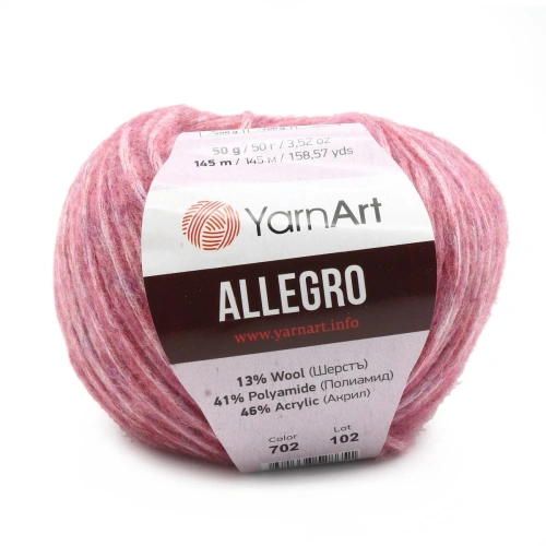 Пряжа YarnArt 'Allegro' 50гр 145м (13% шерсть, 41% полиамид, 46% акрил) (702 розовый меланж)