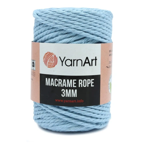 Пряжа YarnArt 'Macrame Rope 3мм' 250гр 63м (60% хлопок, 40% вискоза и полиэстер) (760 небесно-голубой)