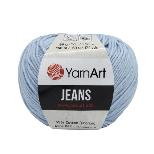 Пряжа YarnArt 'Jeans' 50гр 160м (55% хлопок, 45% полиакрил) (75 небесно-голубой)