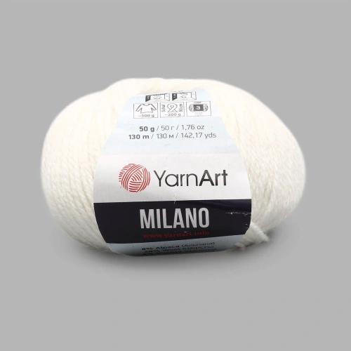 Пряжа YarnArt 'Milano' 50гр 130м (8% альпака, 20% шерсть, 8% вискоза, 64% акрил) (851 белый)