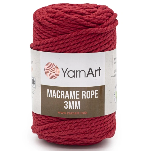 Пряжа YarnArt 'Macrame Rope 3мм' 250гр 63м (60% хлопок, 40% вискоза и полиэстер) (773 красный)