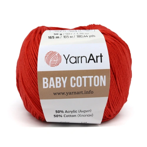 Пряжа YarnArt 'Baby Cotton' 50гр 165м (50% хлопок, 50% акрил) (426 красный)