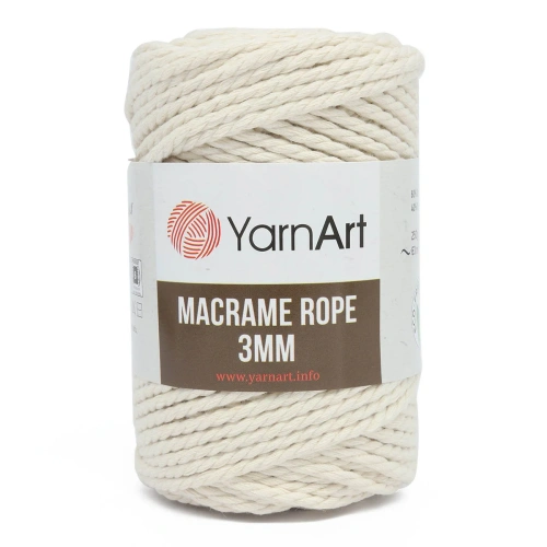 Пряжа YarnArt 'Macrame Rope 3мм' 250гр 63м (60% хлопок, 40% вискоза и полиэстер) (752 молочный)