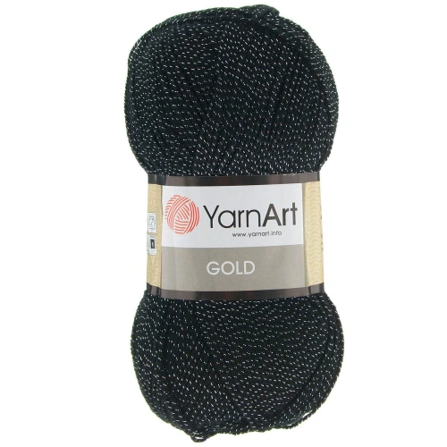 Пряжа YarnArt 'Gold' 100гр 400м (92% акрил, 8% металлик) (13284 черн./серебро)