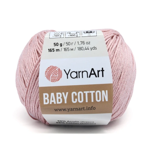 Пряжа YarnArt 'Baby Cotton' 50гр 165м (50% хлопок, 50% акрил) (413 розовый)