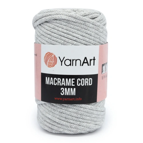 Пряжа YarnArt 'Macrame Cord 3мм' 250гр 85м (60% хлопок, 40% вискоза и полиэстер) (756 серый меланж)