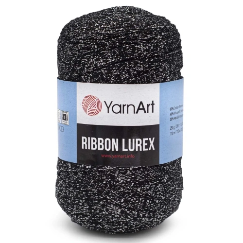 Пряжа YarnArt 'Ribbon Lurex' 250гр 110м (60% хлопок, 20% вискоза, полиэстер, 20% металлик) (723 асфальт)