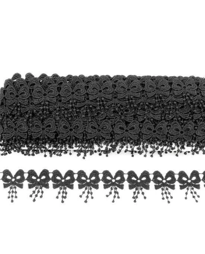 3AR894 Кружево гипюр "Бантики" 3см, 1м черный
