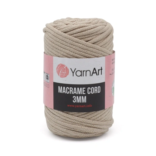 Пряжа YarnArt 'Macrame Cord 3мм' 250гр 85м (60% хлопок, 40% вискоза и полиэстер) (753 серо-бежевый)