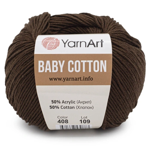 Пряжа YarnArt 'Baby Cotton' 50гр 165м (50% хлопок, 50% акрил) (408 молочный шоколад)