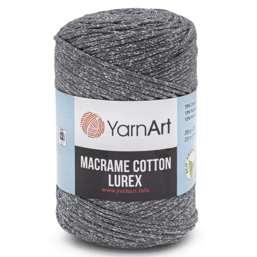 Пряжа YarnArt 'Macrame cotton Lurex' 250гр 205м (75% хлопок, 13% полиэстер, 12% металлик) (737 серебро)