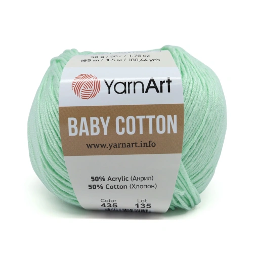 Пряжа YarnArt 'Baby Cotton' 50гр 165м (50% хлопок, 50% акрил) (435 светло-зеленый)